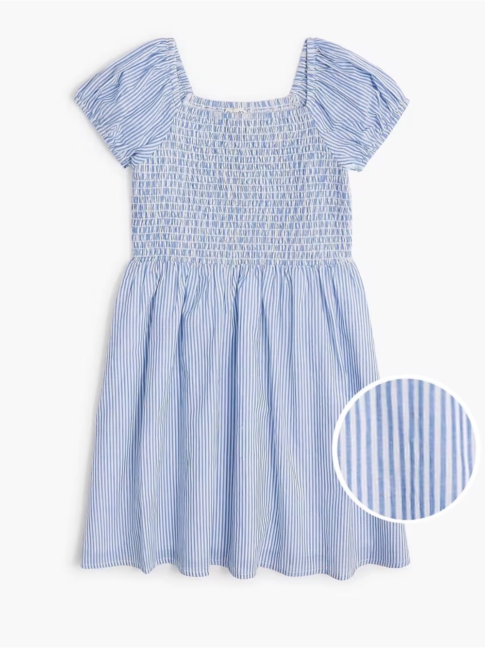 Crewcuts J.Crew Blue White Striped Smocked Puff Sleeve Dress Girls 12 Sold Out